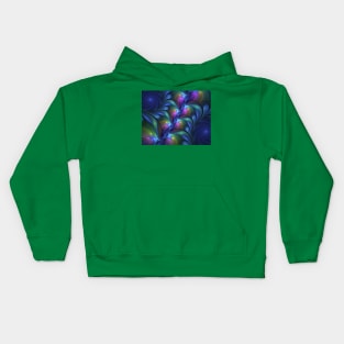 Colorful Luminous Abstract Blue Pink Green Fractal Kids Hoodie